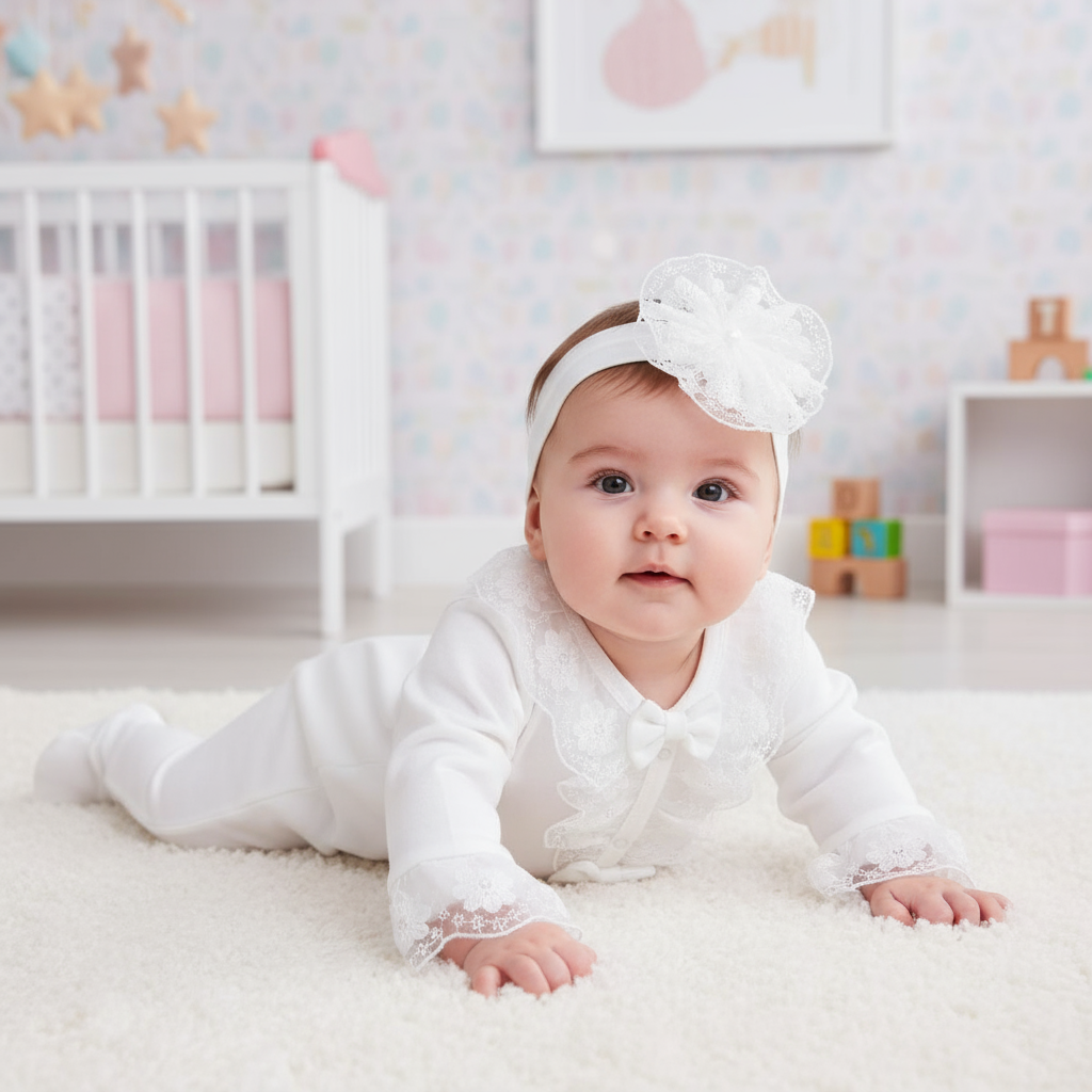 Bow Lace Romper with Headband