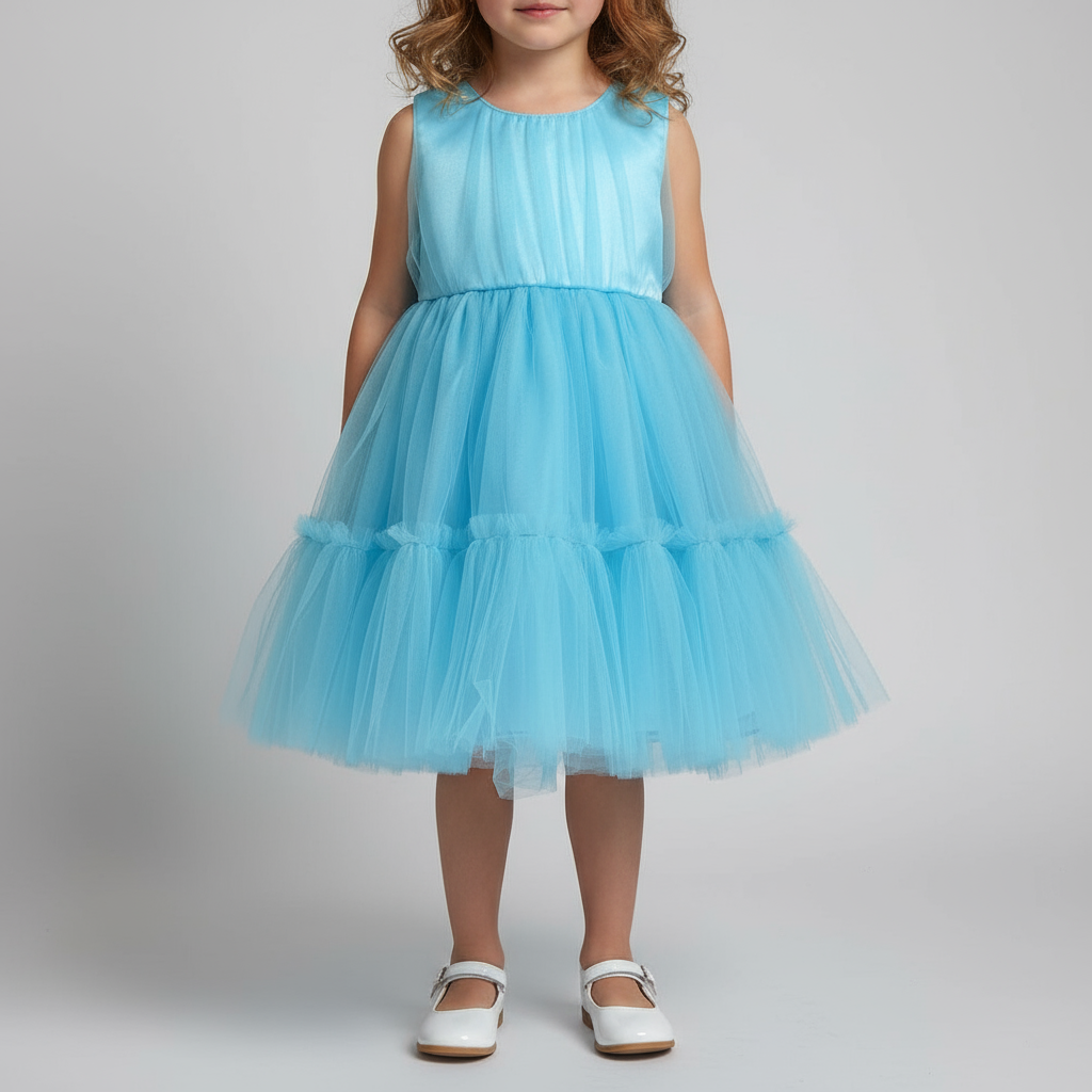 Blue Fairy Princess Tulle Dress with Wings