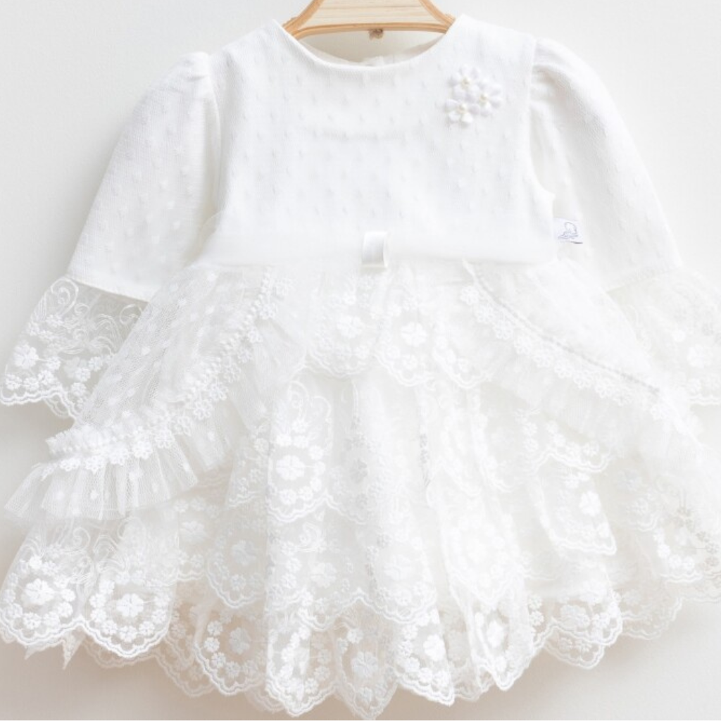 Pink Ruffle Lace Dress with Headband