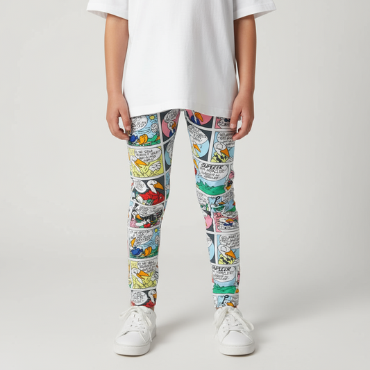 Girl's Print Leggings- Soft Cotton Stretch