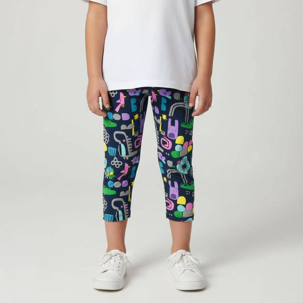 Soft Cotton Capri Leggings for Girls – Playful Prints & Everyday Comfort