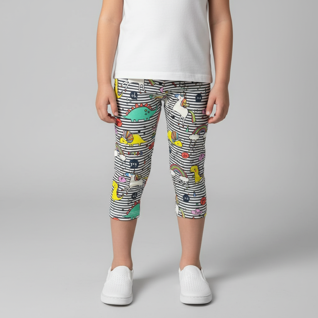 Soft Cotton Capri Leggings for Girls – Playful Prints & Everyday Comfort