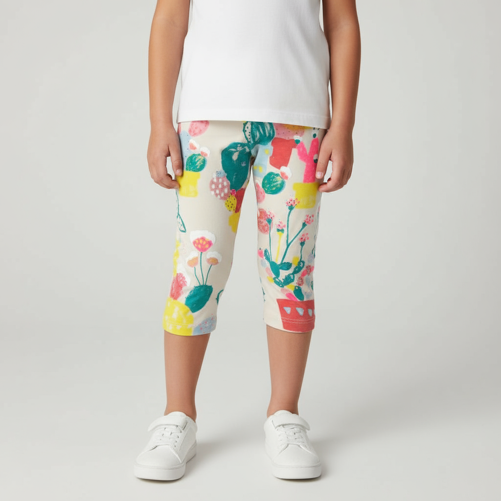 Soft Cotton Capri Leggings for Girls – Playful Prints & Everyday Comfort