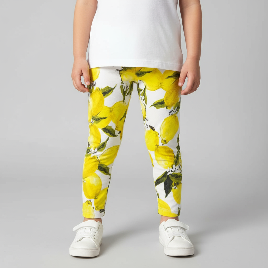 Girl's Print Leggings- Soft Cotton Stretch