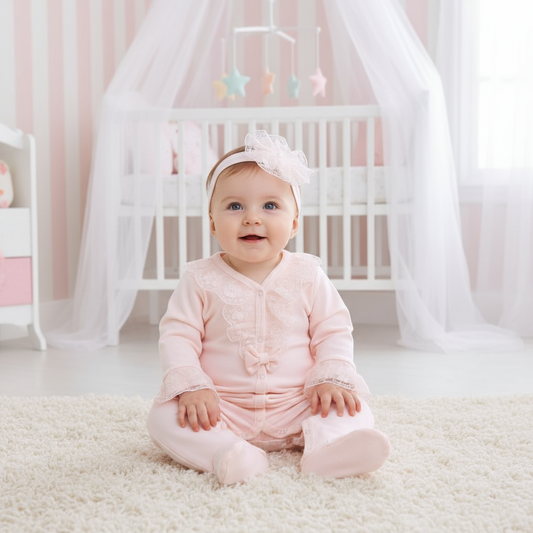 Bow Lace Romper with Headband