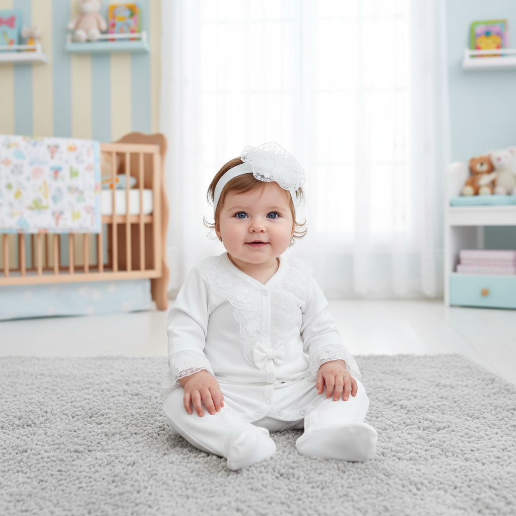 Bow Lace Romper with Headband