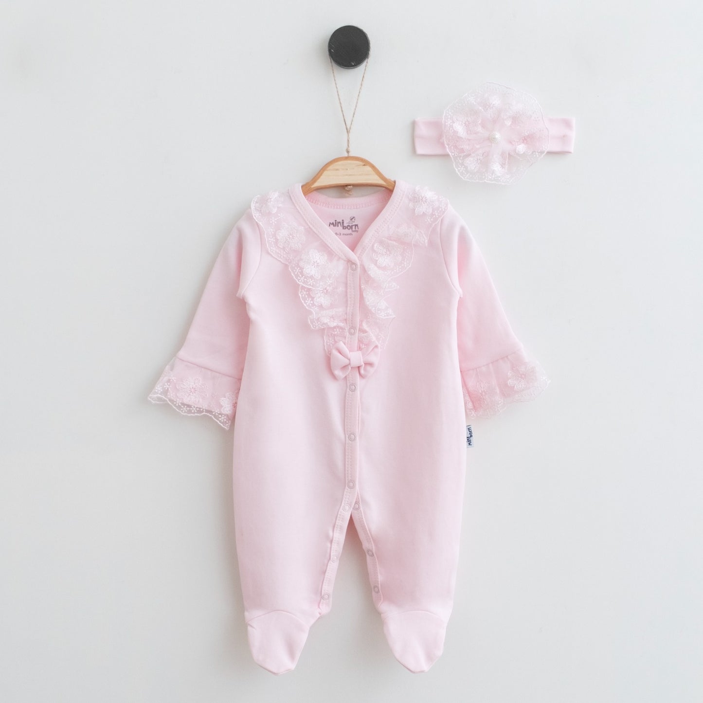 Bow Lace Romper with Headband