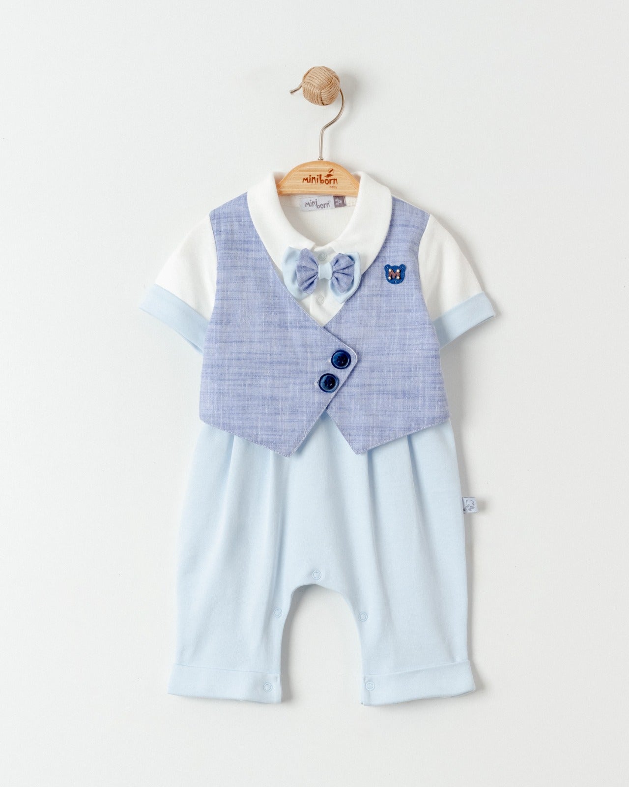 Baby Boys Elegant Navy Romper Short Sleeve