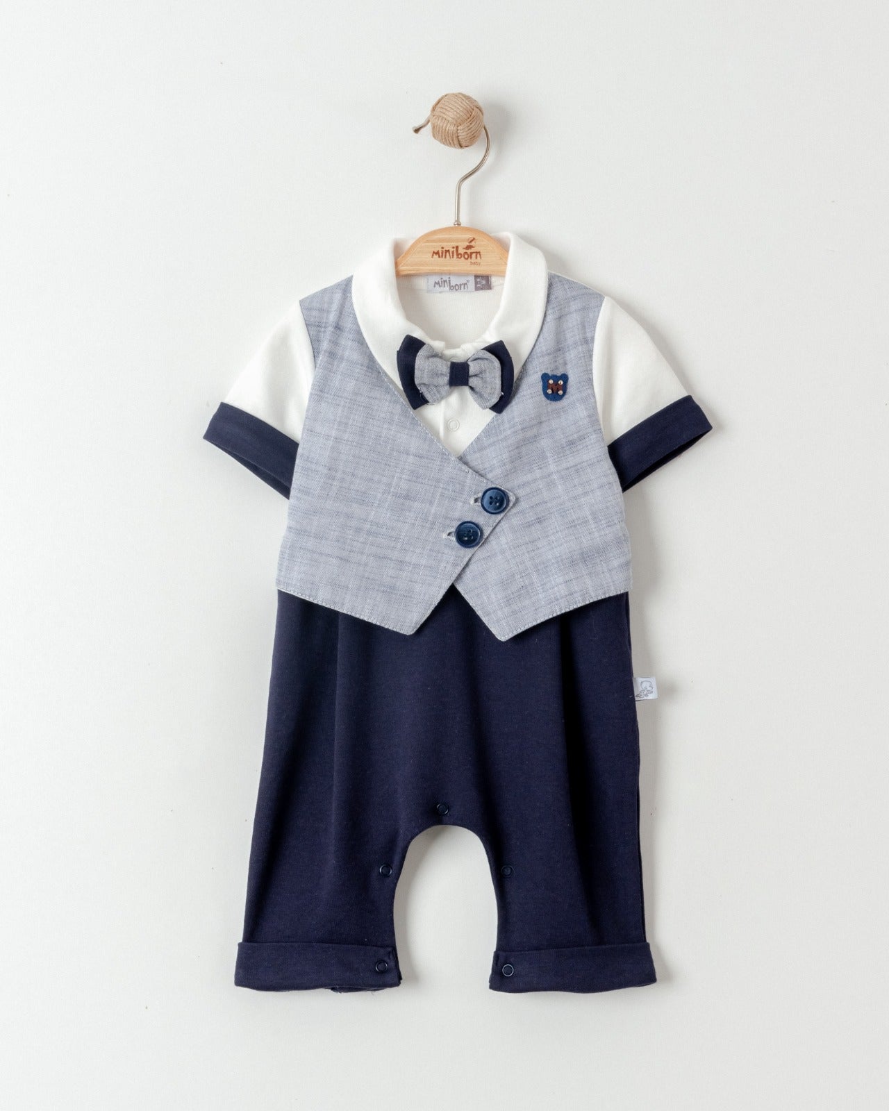 Baby Boys Elegant Navy Romper Short Sleeve