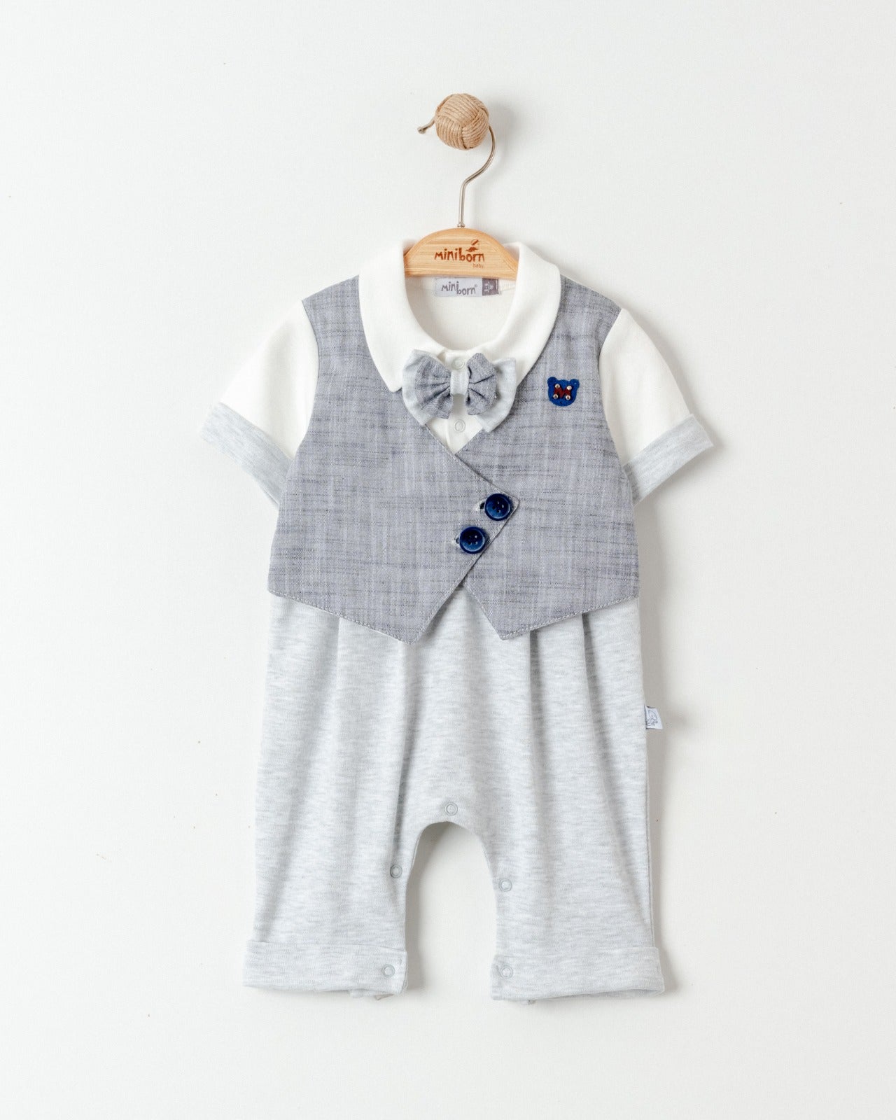 Baby Boys Elegant Navy Romper Short Sleeve