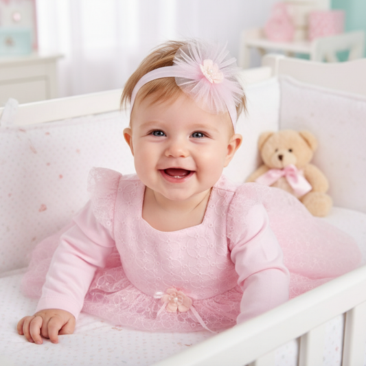 Sweet Pink Tulle Dress with Headband