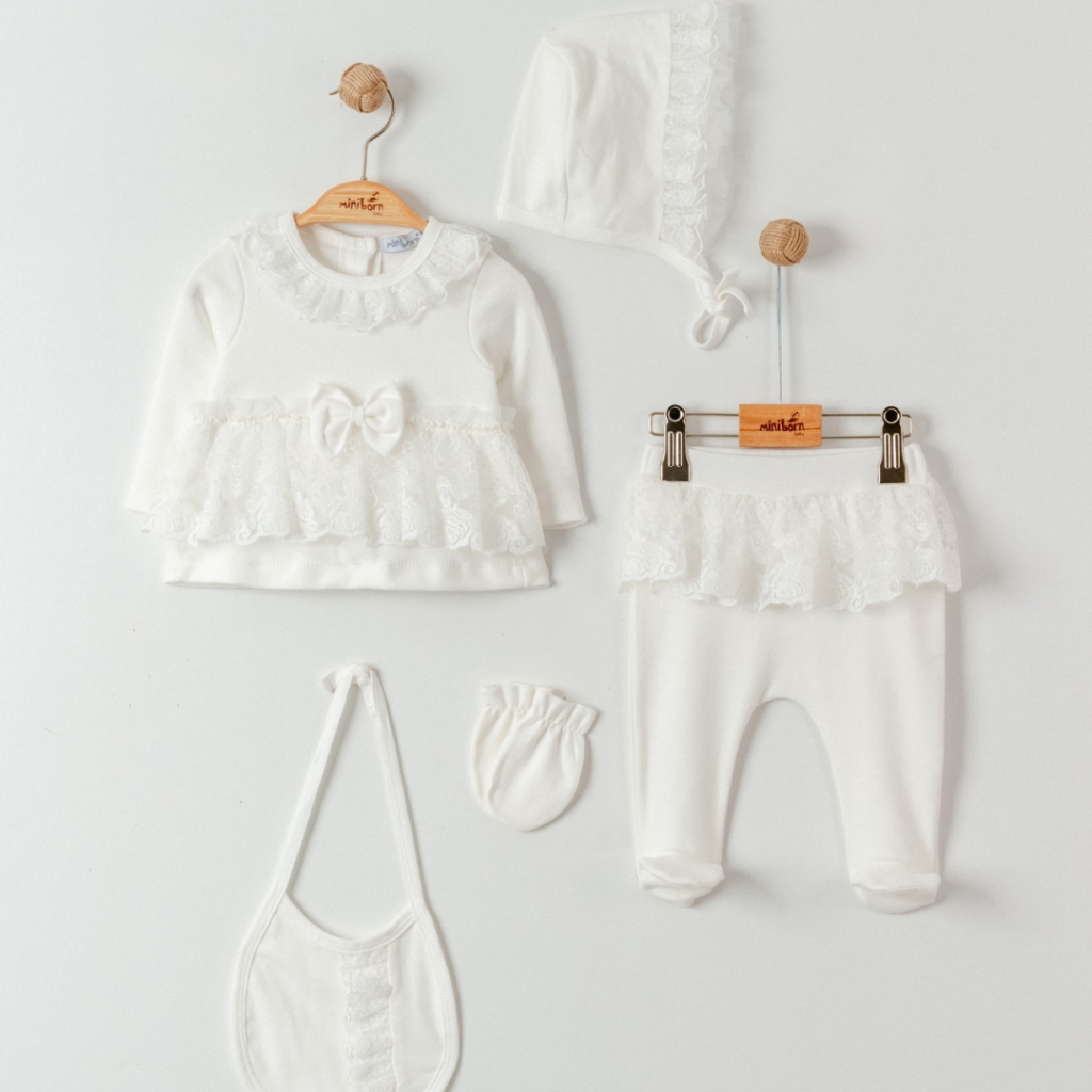 Blush Lace 5-Piece Baby Outfit Set 🌸
