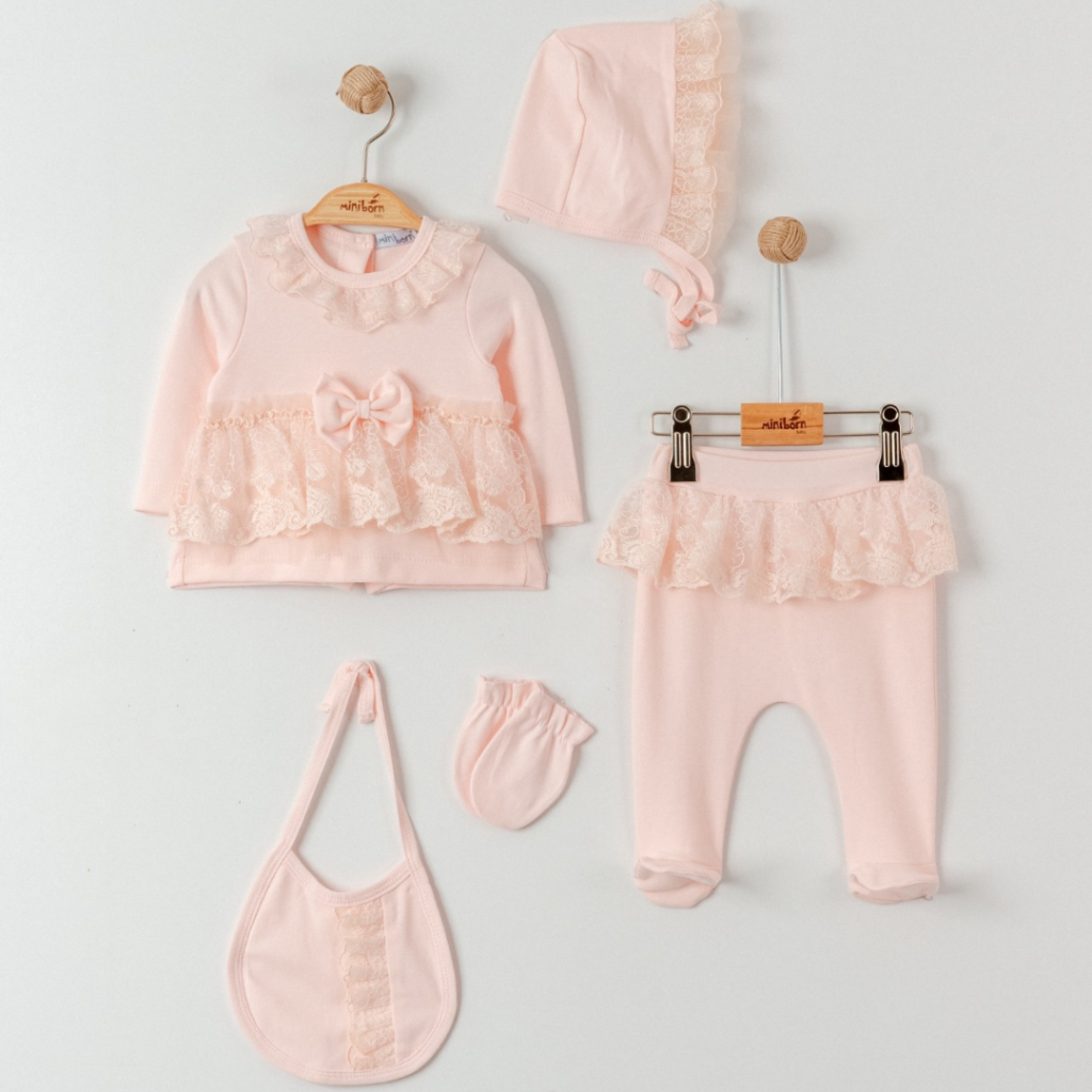 Blush Lace 5-Piece Baby Outfit Set 🌸