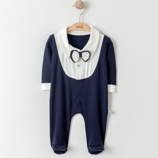 Baby Boys Tuxedo Style Bow Tie Romper