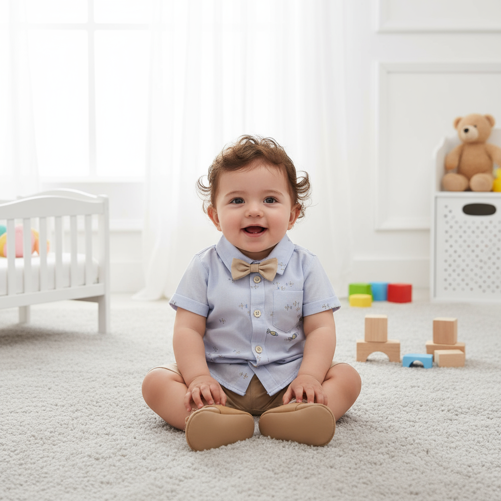 Baby Boy 2-Piece Summer Outfit Set with Bow Tie